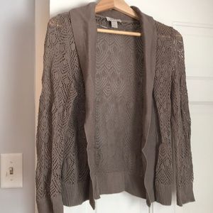 Ann Taylor Loft taupe open cardigan